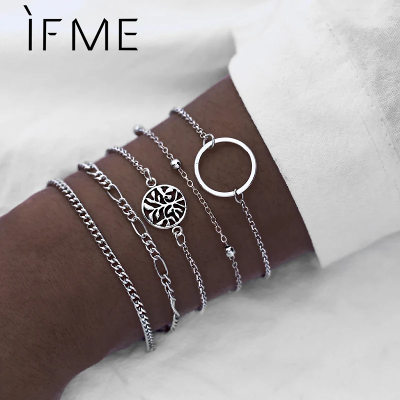 IF ME винтажные серебряные разноцветные на цепочке браслет для женщин богемные