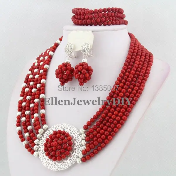 Ювелирный Комплект из колье и серёг в африканском стиле|coral jewelry set|necklace setbeaded set |