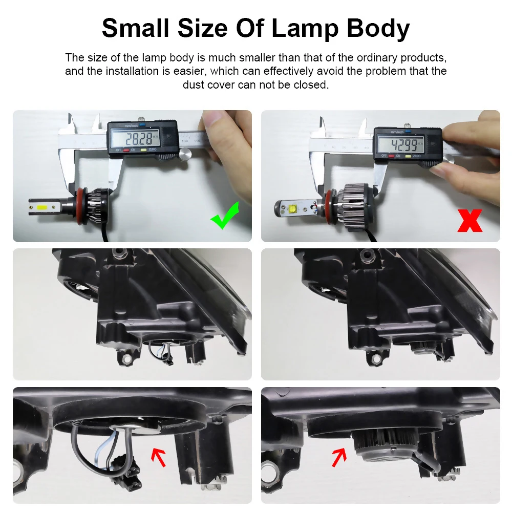 2PCs Mini LED Car Headlight Lamp LED Bulb Super Bright 6000K Driving Bulbs Auto Turbo LED Safety Car Headlight 36W 6000LM