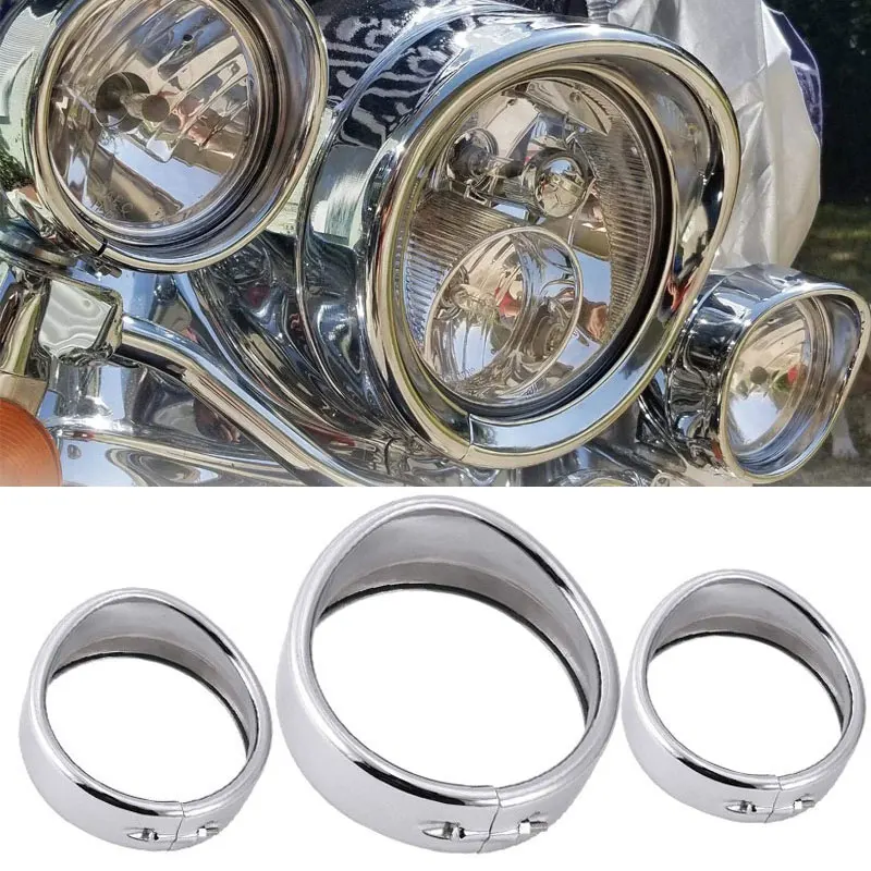 7inch black/Chrome Headlight Headlamp Trim Ring 4.5 inch Fog Light For Touring Road King Electra Glide | Автомобили и мотоциклы