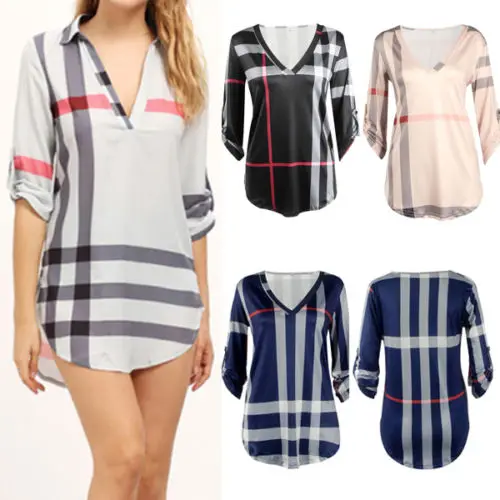 Новое Прибытие Свободной Женщины Весна Плед Печати V-образным Вырезом Три