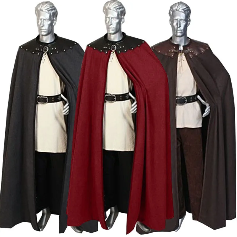 

Adult Men 12th 13th Century England Queen Prince Costume Larp Medieval Knight Maxi Cloak Cape Warrior Viking Cos Robe For Men