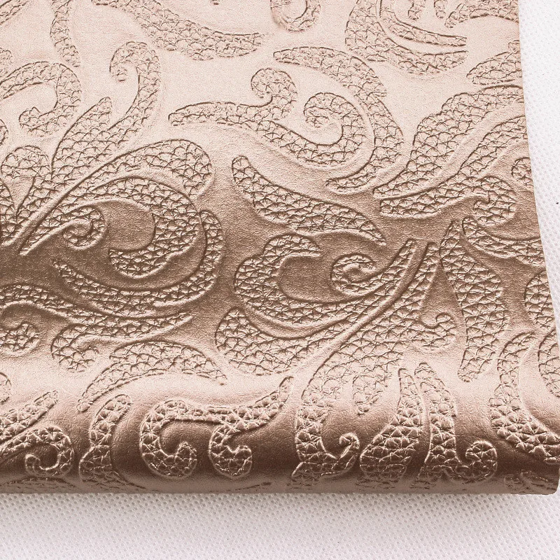 Lychee Life A4 Embossed Stripe Printed Faux Leather Fabric Floral Synthetic Leather DIY Sewing Material for Handbags
