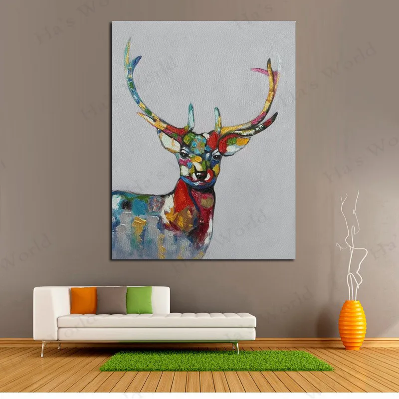 Картина маслом на холсте Олень ручная работа Современное абстрактное