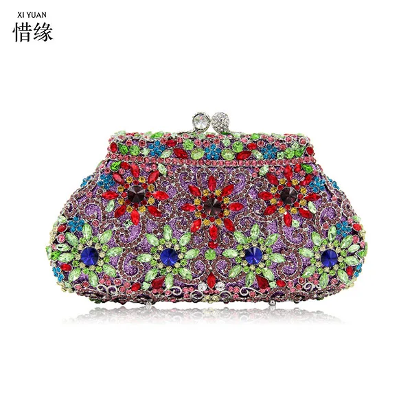 Брендовый женский винтажный клатч XIYUAN с кристаллами жесткий сумка кошельки