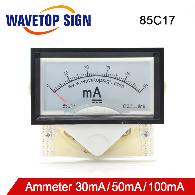 WaveTopSign 30mA 50mA Амперметр 85C17 DC 0 аналоговая Amp Панель измеритель тока для CO2 лазерный