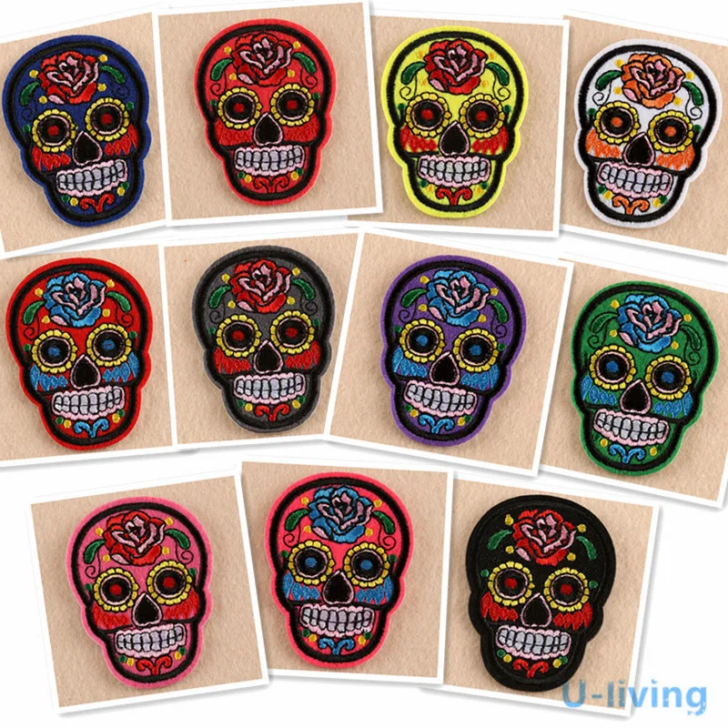 1 шт. нашивка в виде смешанного черепа для одежды термоклейкая вышитая пришивная