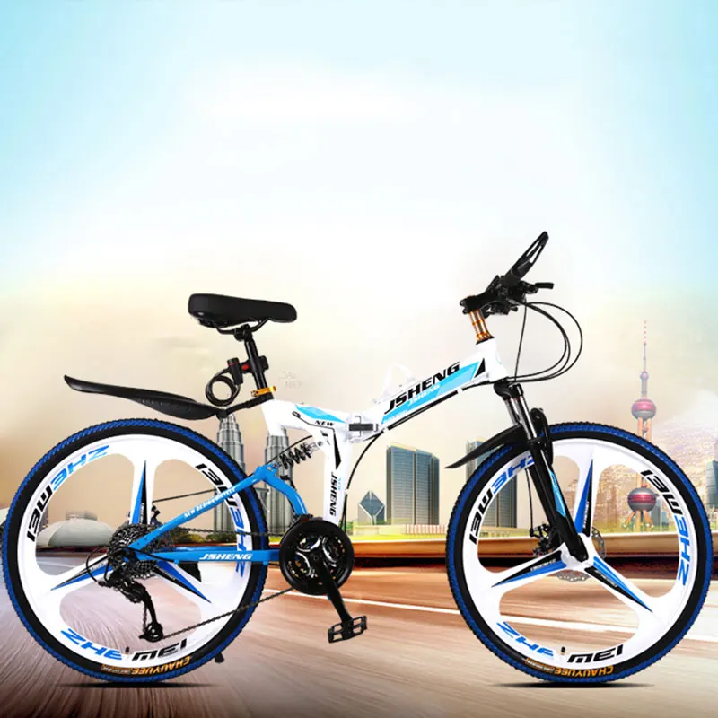Günstig 21/24/27 Geschwindigkeit Mountainbike Fahrrad 26 Zoll Doppel Dämpfung Schnelle Faltung Ein Rad Ultraleicht Straße Bikes