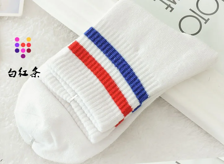 Носки Женские однотонные в японском стиле хлопковые полоску ретро для