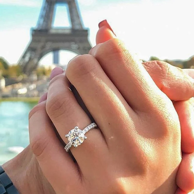 925 anillos серебряное классическое роскошное кольцо со стразами циркониевое