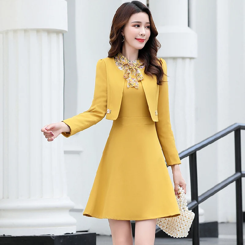 Autumn small fragrant fashion suit 2018 spring and autumn wear new Korean version temperament long dress female Two Piece | Женская