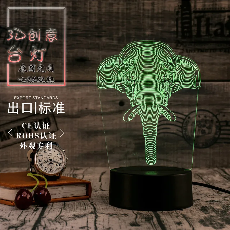 3D Led Novety светильник ing креативный подарок Ночной Настольная лампа слон домашний