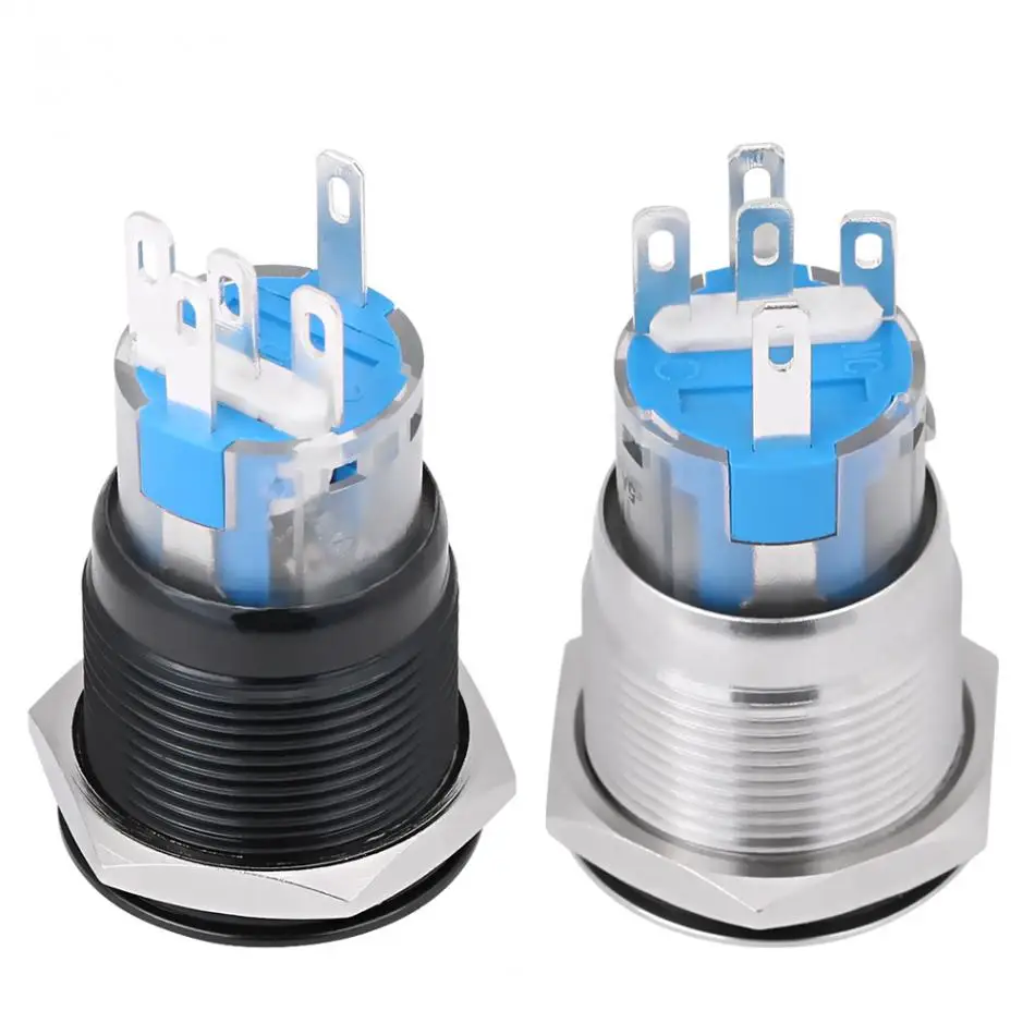 Auto Ignition Switch 19mm 12V White LED Silver /Black Car Engine Start Stop Push Button | Автомобили и мотоциклы