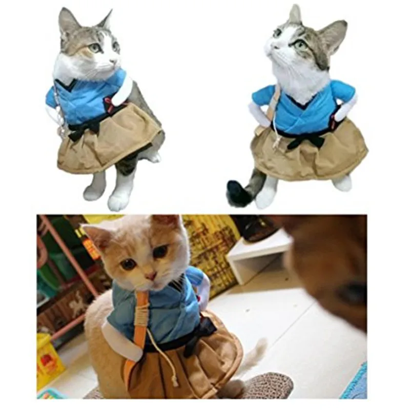 Забавный Кот Костюм Форма кота одежда костюм для щенков одевания Одежда