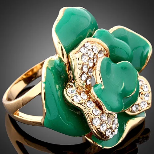 Chran Золотая эмаль цветок Обручальные кольца для женщин Шарм Дамские аксессуары