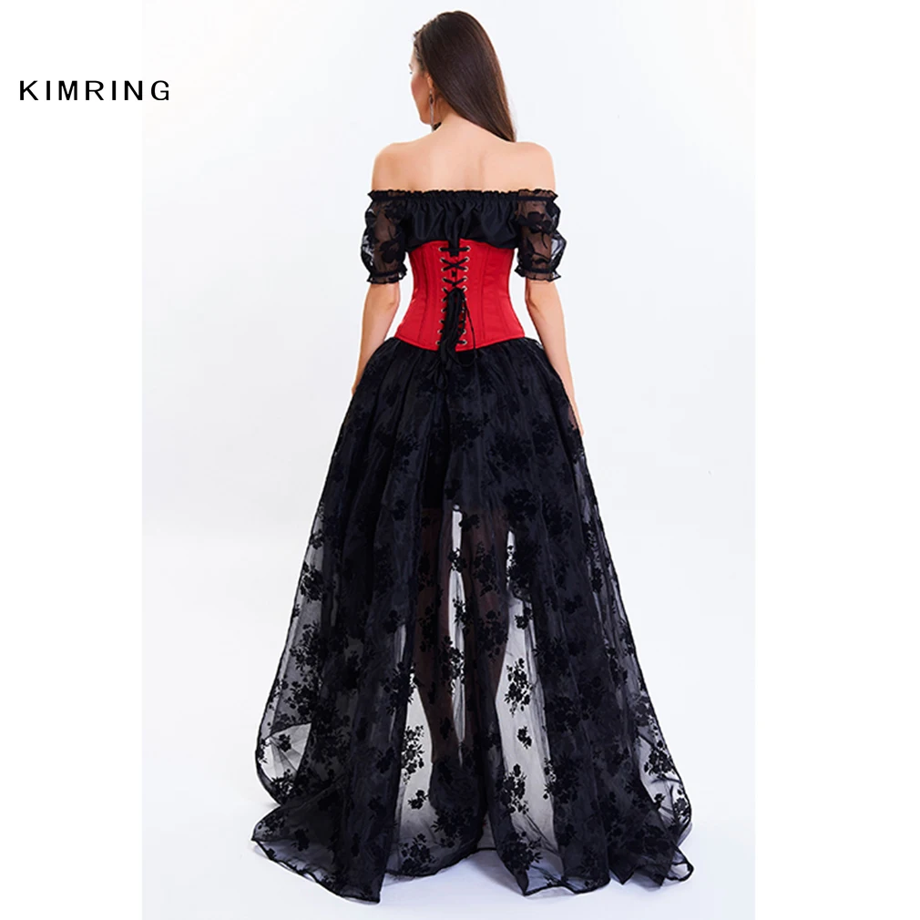 Kimring стимпанк корсет платье Vitorian Готический стальной с косточками Бурлеск