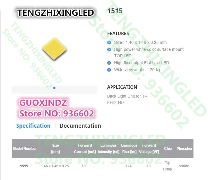 Светодиодная подсветка для телевизора SAMSUNG светодиодная 3 Вт в CSP 1515 холодный