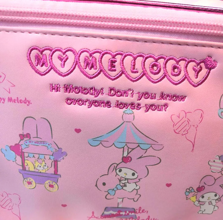 Мультфильм My Melody розовый искусственная кожа макияж мешок косметички Make Up Box Для женщин Красота чехол для хранения туалетных сумка