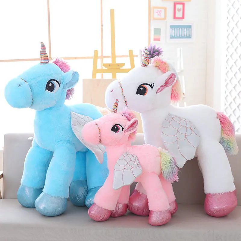 

Big Size Rainbow Unicorn Doll Pony Stuffed Plush Toy Dream Cute Pink Pillow Bed For Children Girls Gift