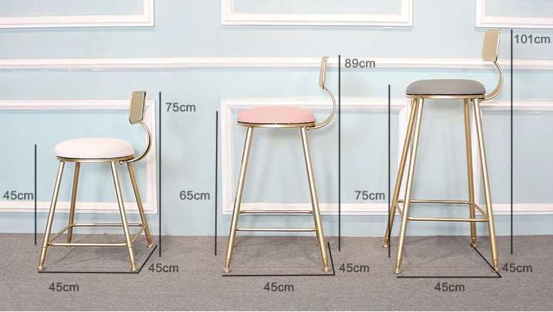 Новинка 2019 скандинавский Золотой металлический высокий стул барный