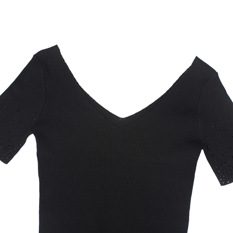 

GLO-STORY Band Women Sweater 2018 New Arrive Summer Knitted Sweater Black Short sleeve Pullovers O-neck Women Tops WMY-1673