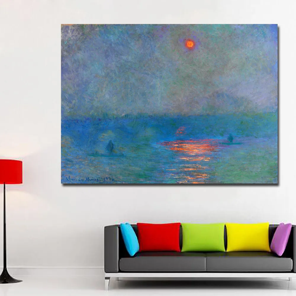 Самоотверженное впечатление Sunrise Monet Знаменитые Картины репродукции HD Печать Monet Плакаты для гостиной настенные Monet декоративные - Цвет: 133