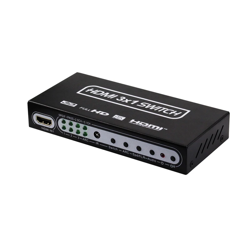

2019 New HDMI 3x1 Switch Switcher HDMI Audio Extractor 4Kx2K 3D ARC Audio setting 7.1/5.1CH/2CH With Power Adapter