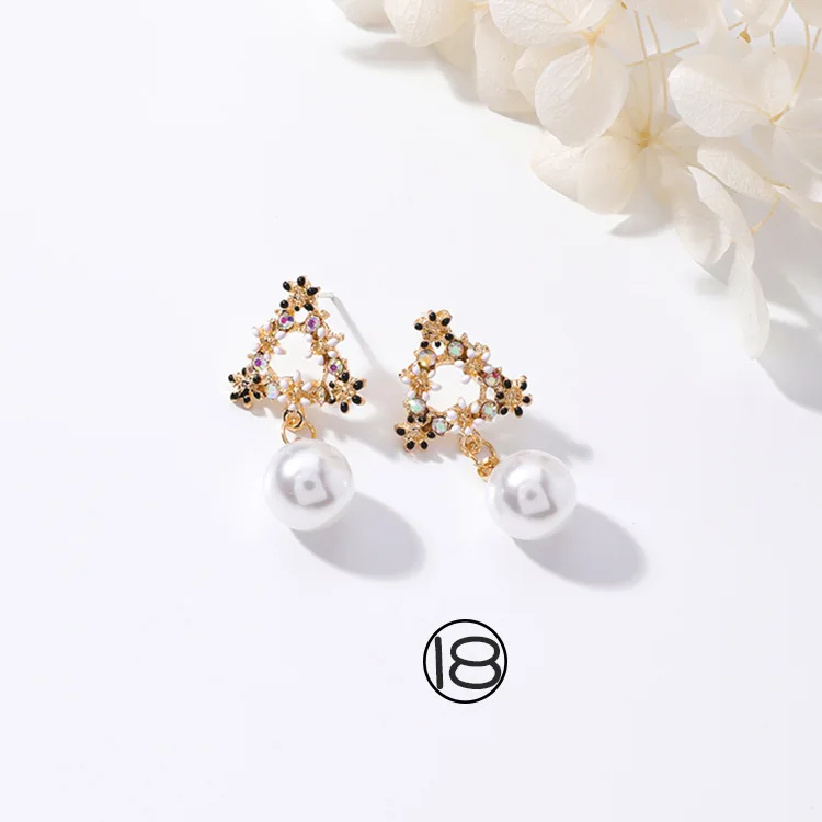 Flower 18 Корейское модное милое украшение в виде цветка висячие серьги летние милые цветные гирлянды Стразы лепестки серьги для девочек милые ювелирные изделия - Окраска металла: Flower 18