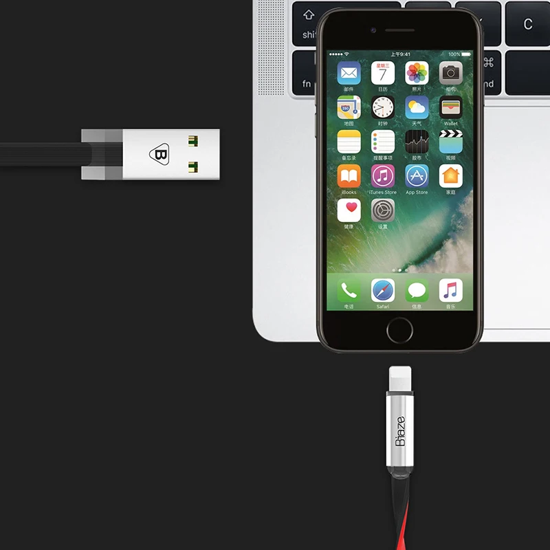 Biaze 120 см светодиодный USB кабель для iPhone XS Max XR X 8 7 6 6S 5 5S iPad мобильного телефона
