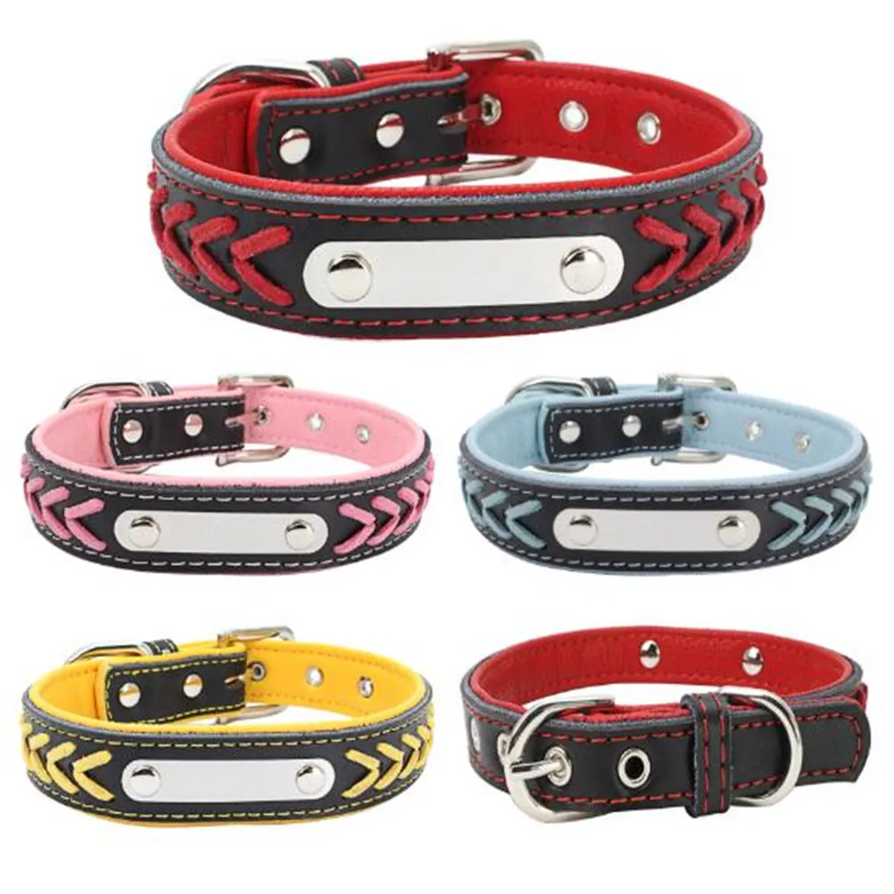 Нержавеющая сталь лазерная гравировка из натуральной кожи ошейник чистый ручной