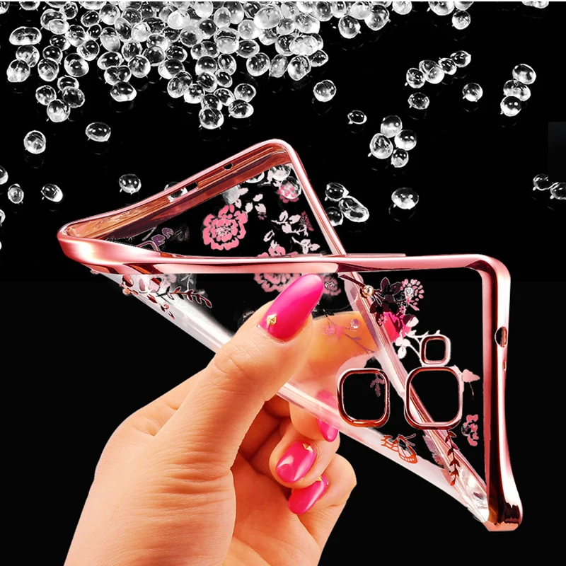 Elivebuy Secret Garden Flowers Plating Diamond Electroplating Cover Phone TPU Case Soft Silicon Transparnt Cell Cases For Vivo x |