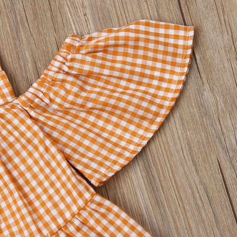 Жилет на бретельках для маленьких девочек клетчатый топ с открытыми плечами и