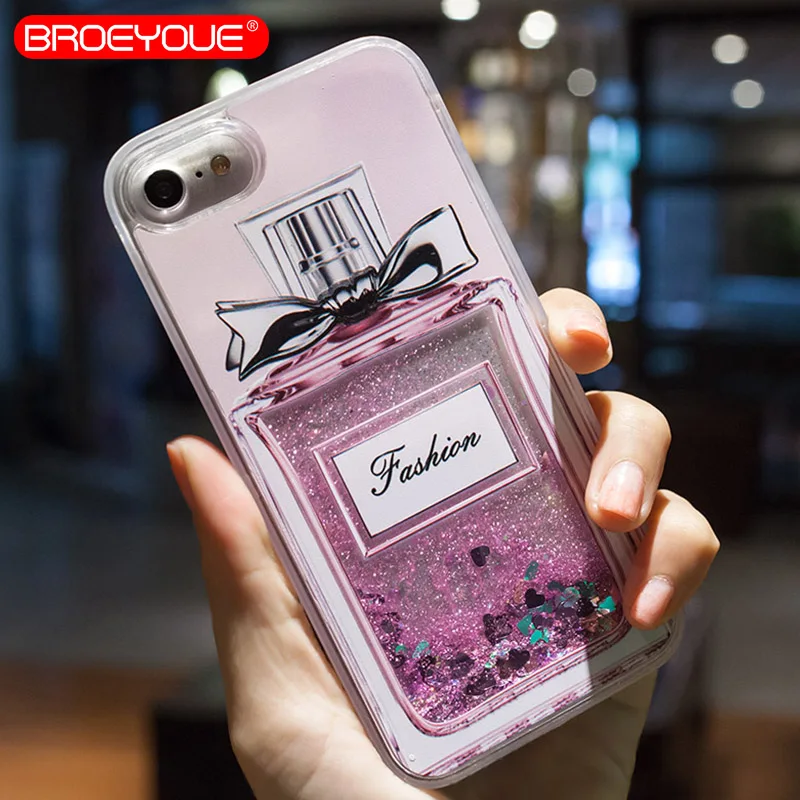 BROEYOUE Love Heart Stars Glitter Phone Case For iPhone 6 6S 7 8 Plus 5 5S SE Dynamic Liquid Quicksand Soft TPU Back Cover Coque |