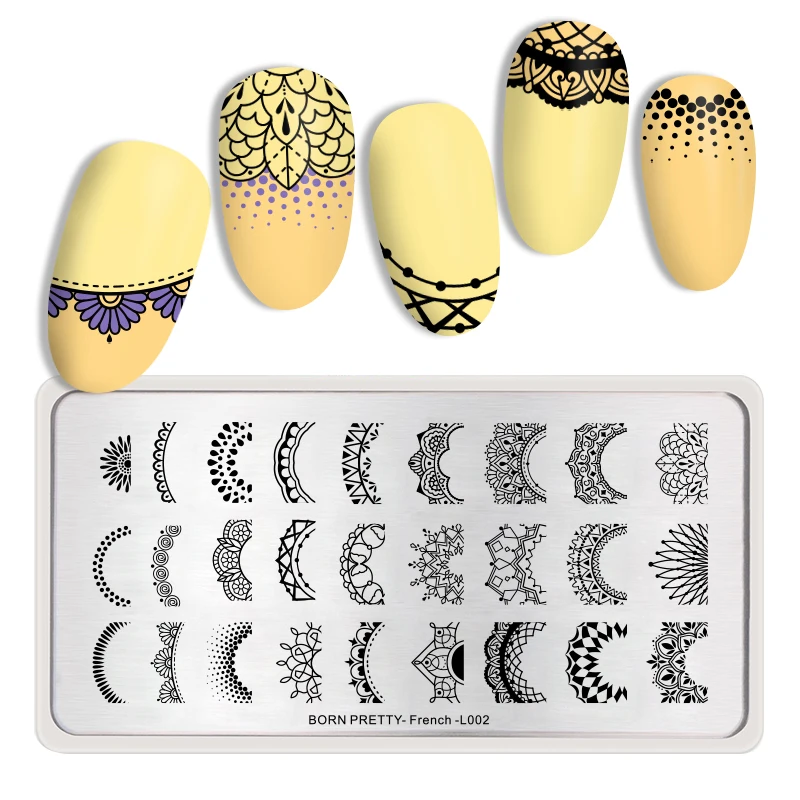 Прямоугольная пластина для стемпинга ногтей BORN PRETTY во французском стиле