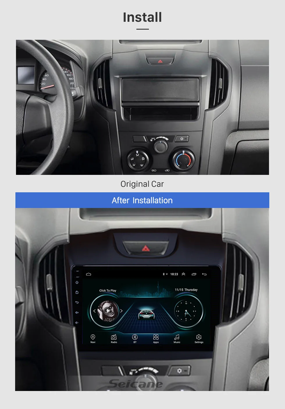 Seicane 2Din 9 дюймов Android 8,1 gps Автомагнитола стерео для Isuzu D-MAX Chevrolet S10 Wifi bluetooth головное устройство