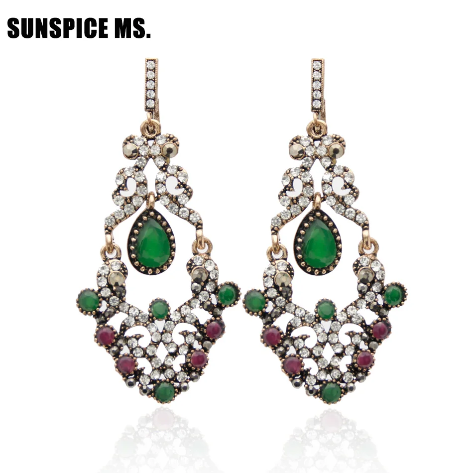 Роскошные турецкие женские свадебные Винтажные серьги антикварные золотистые