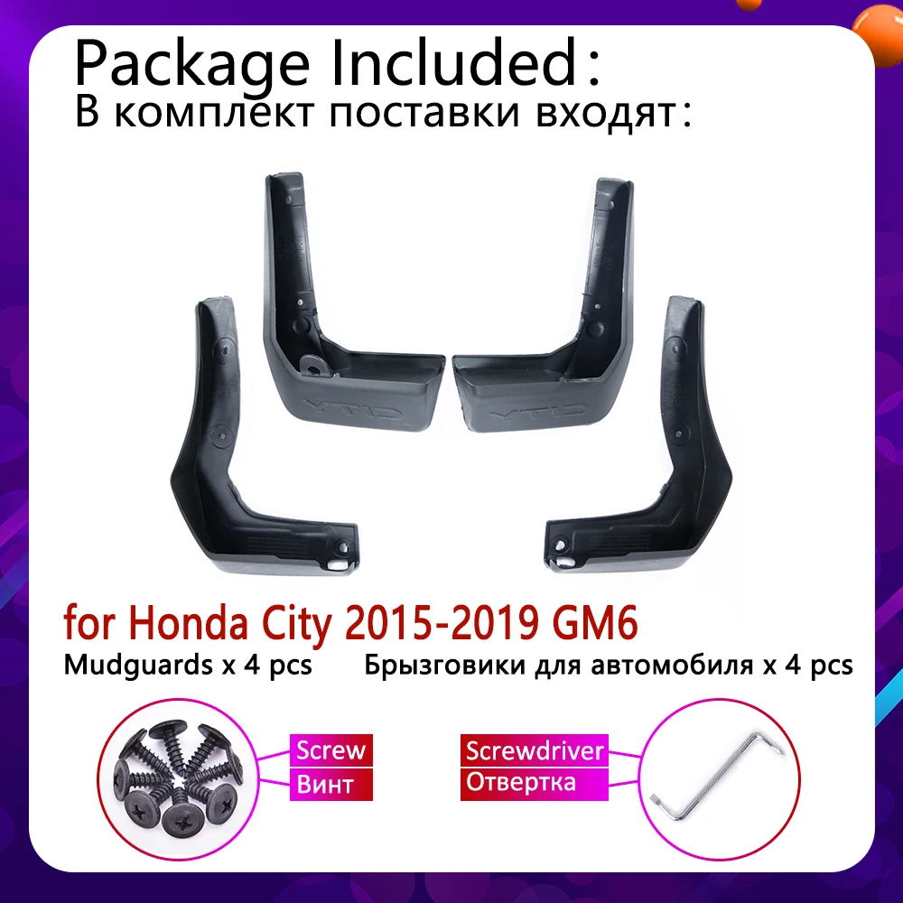 4 шт. спереди и сзади брызговик для Honda City GM6 щитки, Брызговики гвардии всплеск брызговика клапаном автомобильные аксессуары