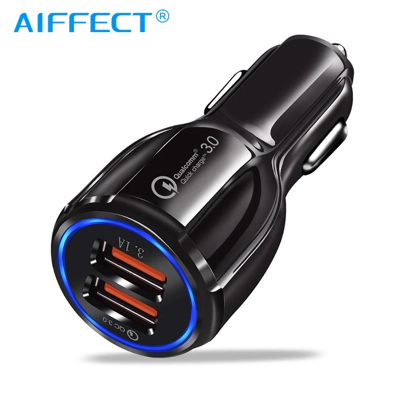 AIFFECT автомобильное зарядное устройство QuickCharge QC 3,0 Edition, 30 Вт Двойной Автомобильный usb-адаптер - Тип штекера: Black Car Charger