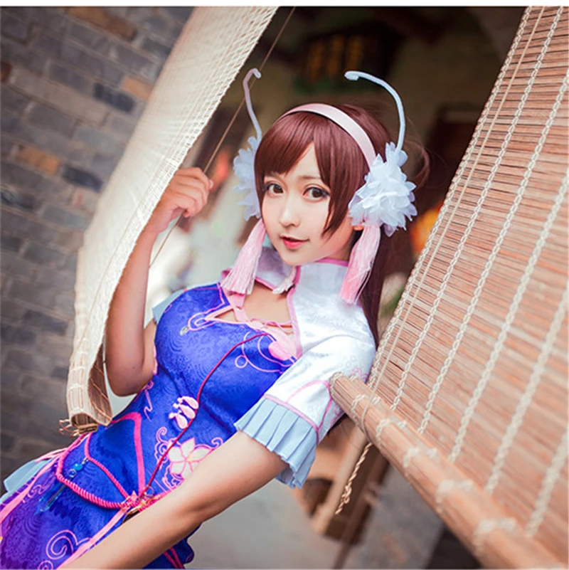Игра OW D. va DVA песня Хана Косплей Костюм Cheongsam женское платье летние платья D. va костюмы Рождественская вечеринка платье костюм