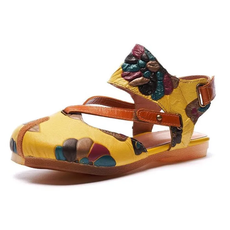 Обувь из натуральной кожи на лето 2020 женские сандалии в винтажном стиле