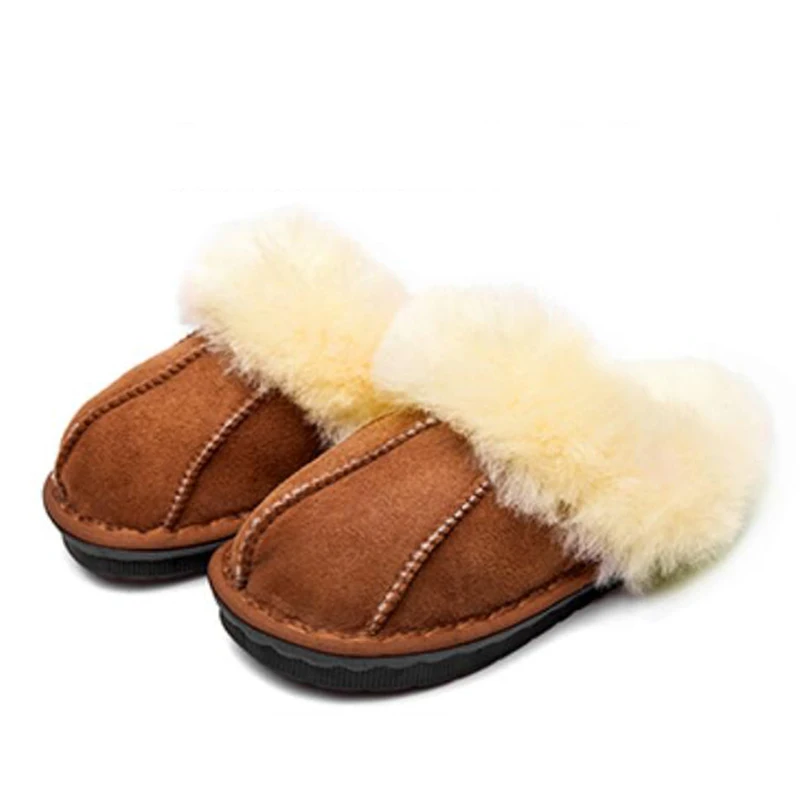 Женская обувь 2019 зимние тапки с рисунком для мальчиков и девочек из овчины