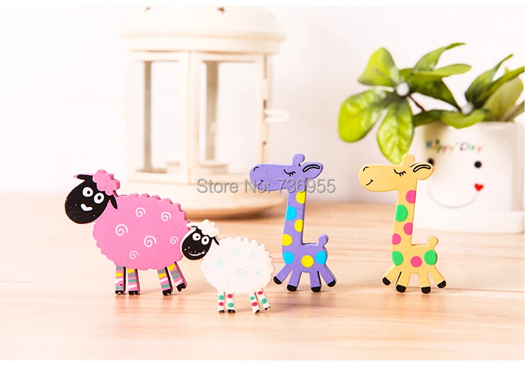 Wooden creative cute little cartoon candy-colored Korean refrigerator magnet (big sheep) | Дом и сад
