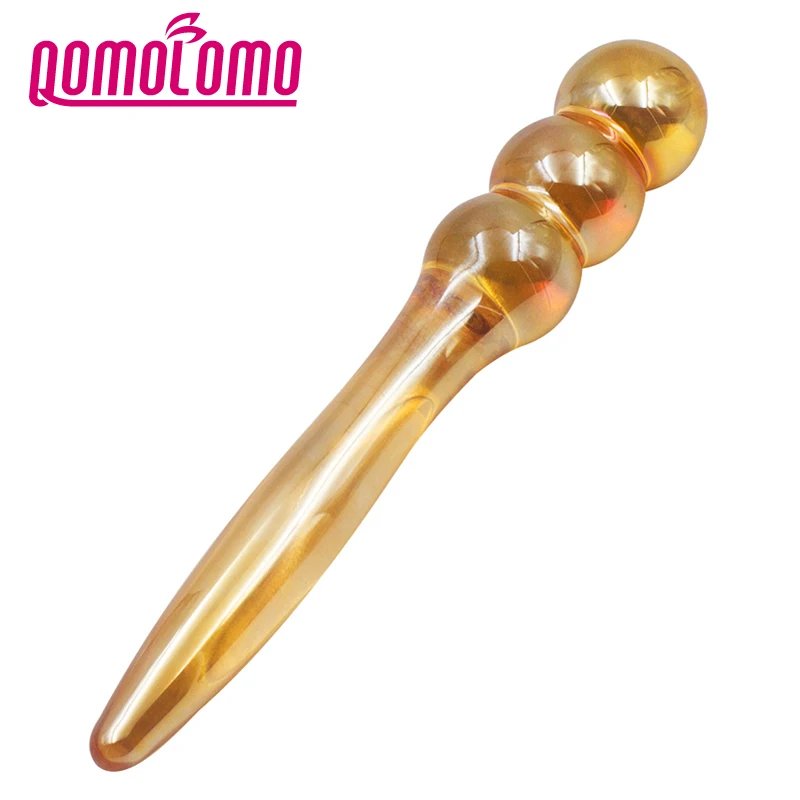 Qomolomo 3 шара стеклянный фаллоимитатор анальный секс игрушки для женщин пенис