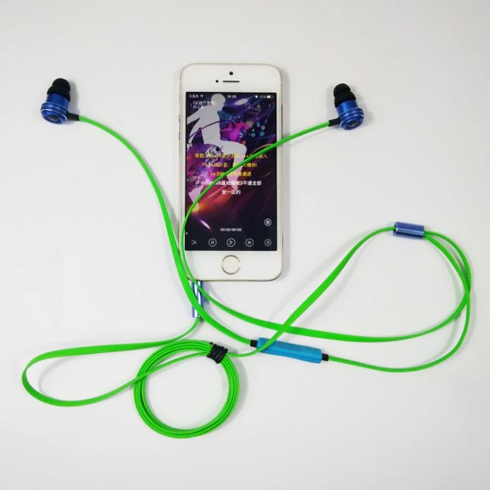 

In-Ear PC Music Gaming Phone Earphone High-end Flat Cable 3.5mm Deep Bass Headset With In-line Microphone Remote Gamer Friend