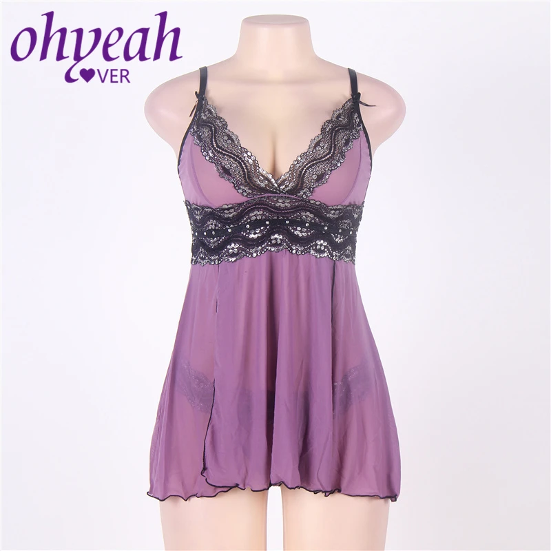 Эротическое нижнее белье Ohyeahlover кружевное женское с блестками большие размеры