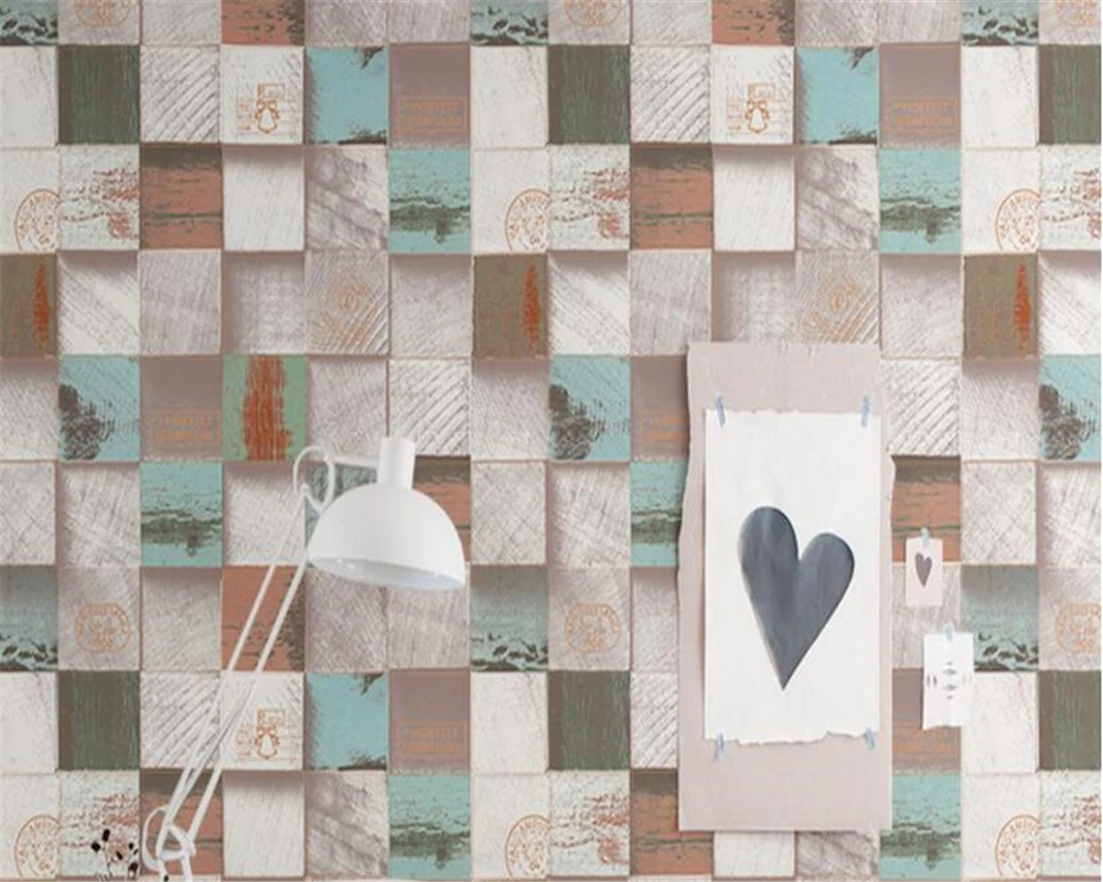 

beibehang Vintage retro three-dimensional lattice behang 3d wallpaper antique wood grain restaurant industrial wind wall paper