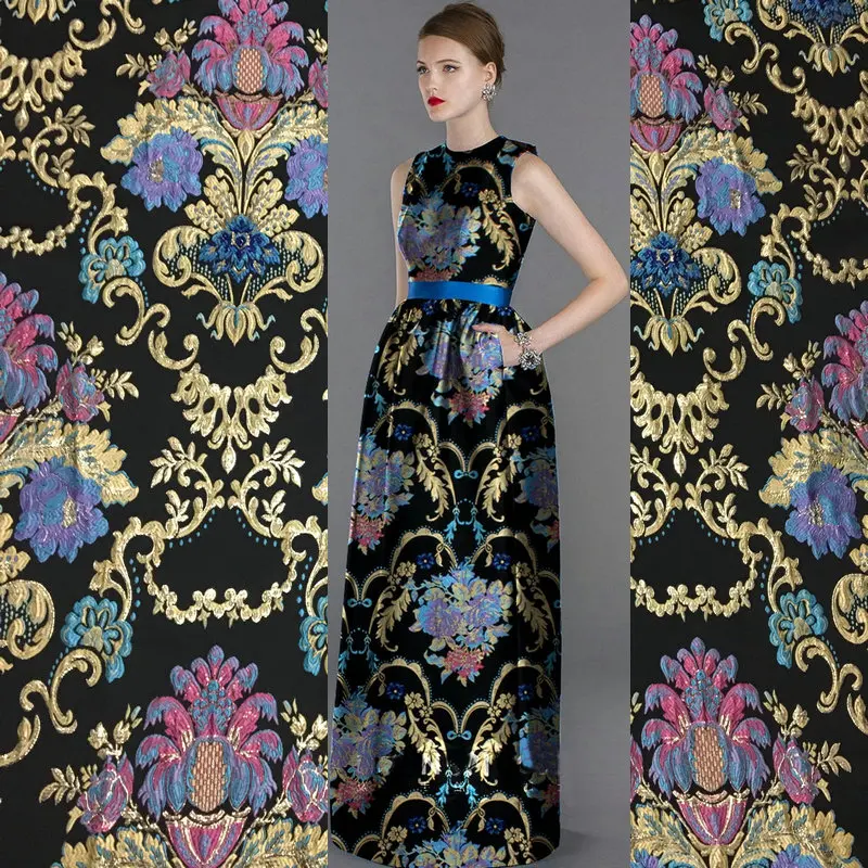 Металлическая пряжа окрашенная парча жаккардовая ткань Французский женский