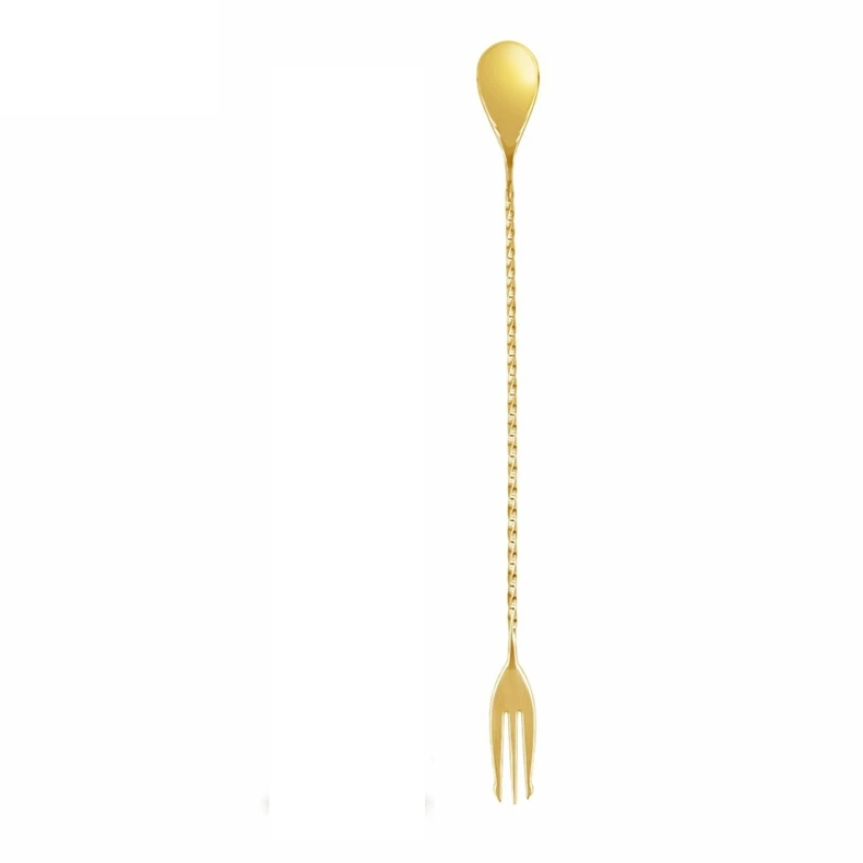 gold spoon Бар коктейль бар барная посуда Mojito Muddler+ ложка Набор DIY напиток фрукты Muddler измельченный лед коктейль Muddler ложка из нержавеющей стали - Цвет: gold spoon