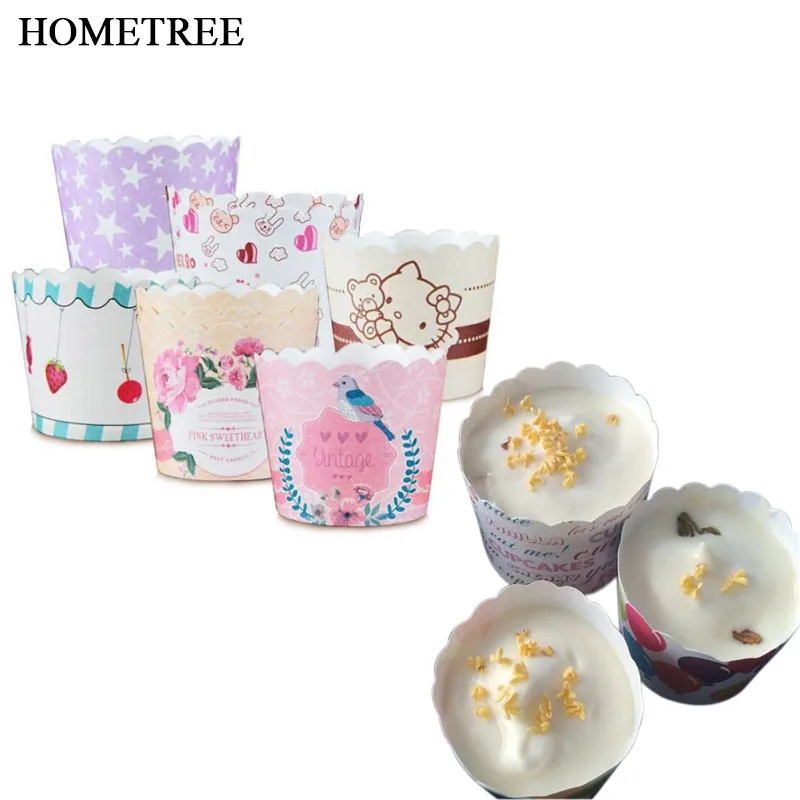 

HOMETREE Hot Sale 50pcs lot Wedding Party Cake Decorating Muffin Cupcake Tools Birthday Mini Paper Baking Cups Cooking Tool H180