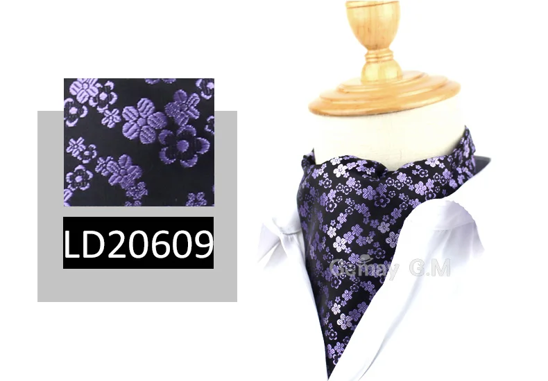 LD20609 Модный галстук Ascot для мужчин из полиэстера с цветочным узором, галстуки, Нежные мужские галстуки для свадьбы Ascot, синие галстуки - Цвет: LD20609